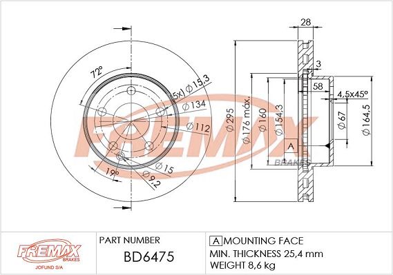 FREMAX Тормозной диск BD-6475