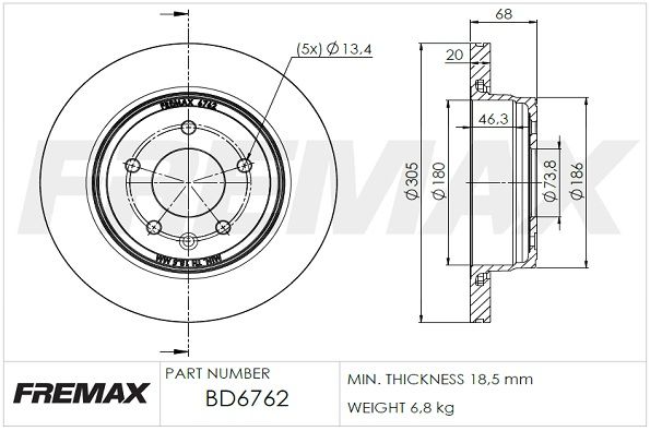 FREMAX Тормозной диск BD-6762
