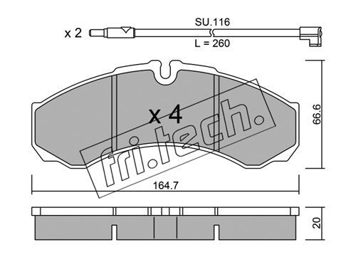 FRI.TECH. Piduriklotsi komplekt,ketaspidur 221.7W