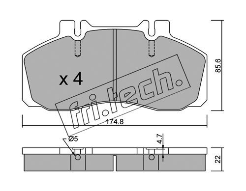 FRI.TECH. Piduriklotsi komplekt,ketaspidur 275.0