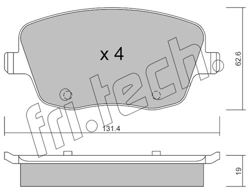 FRI.TECH. Piduriklotsi komplekt,ketaspidur 563.0