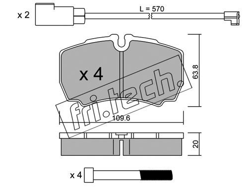 FRI.TECH. Piduriklotsi komplekt,ketaspidur 620.2W