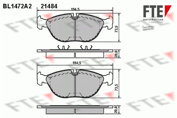 FTE Комплект тормозных колодок, дисковый тормоз BL1472A2