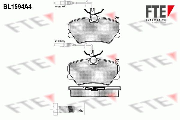 FTE Комплект тормозных колодок, дисковый тормоз BL1594A4