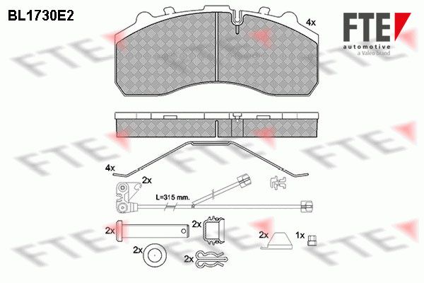 FTE Piduriklotsi komplekt,ketaspidur BL1730E2