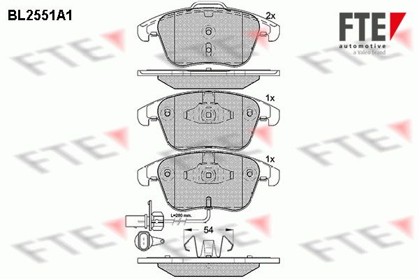 FTE Комплект тормозных колодок, дисковый тормоз BL2551A1