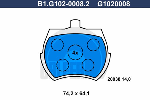 GALFER Piduriklotsi komplekt,ketaspidur B1.G102-0008.2