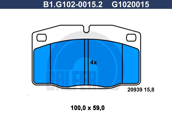 GALFER Комплект тормозных колодок, дисковый тормоз B1.G102-0015.2