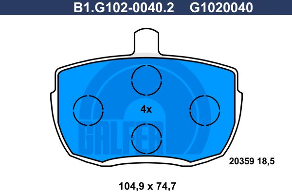 GALFER Piduriklotsi komplekt,ketaspidur B1.G102-0040.2