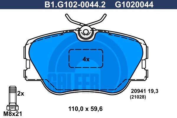 GALFER Комплект тормозных колодок, дисковый тормоз B1.G102-0044.2