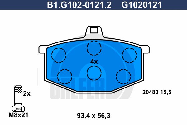GALFER Комплект тормозных колодок, дисковый тормоз B1.G102-0121.2