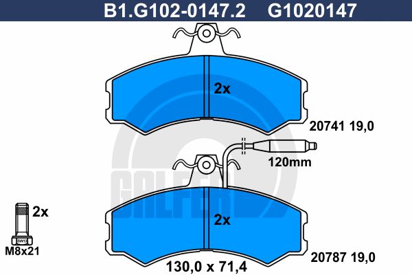 GALFER Комплект тормозных колодок, дисковый тормоз B1.G102-0147.2