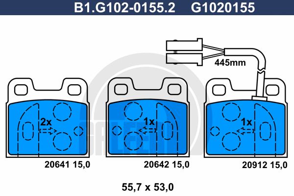 GALFER Piduriklotsi komplekt,ketaspidur B1.G102-0155.2