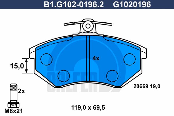 GALFER Piduriklotsi komplekt,ketaspidur B1.G102-0196.2