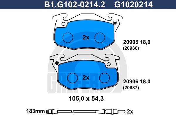 GALFER Комплект тормозных колодок, дисковый тормоз B1.G102-0214.2