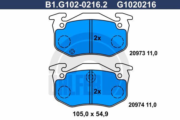 GALFER Piduriklotsi komplekt,ketaspidur B1.G102-0216.2