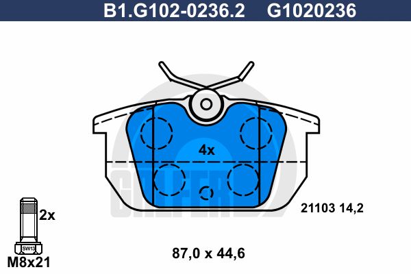 GALFER Комплект тормозных колодок, дисковый тормоз B1.G102-0236.2