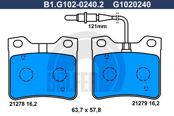 GALFER Piduriklotsi komplekt,ketaspidur B1.G102-0240.2