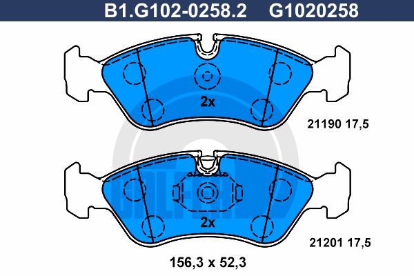 GALFER Piduriklotsi komplekt,ketaspidur B1.G102-0258.2