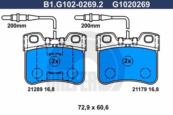 GALFER Комплект тормозных колодок, дисковый тормоз B1.G102-0269.2