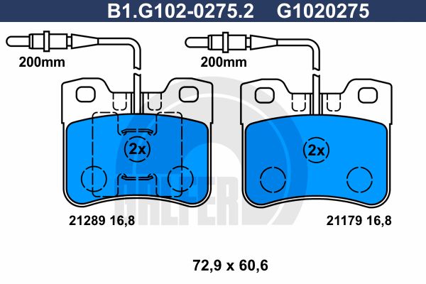GALFER Комплект тормозных колодок, дисковый тормоз B1.G102-0275.2