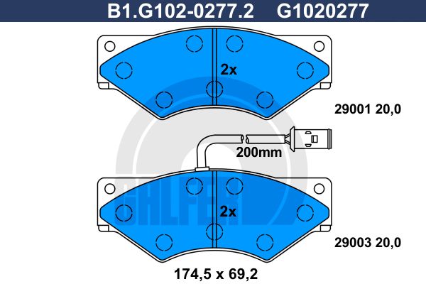 GALFER Комплект тормозных колодок, дисковый тормоз B1.G102-0277.2