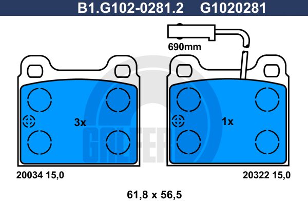GALFER Комплект тормозных колодок, дисковый тормоз B1.G102-0281.2