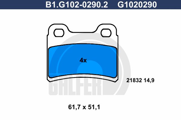 GALFER Комплект тормозных колодок, дисковый тормоз B1.G102-0290.2