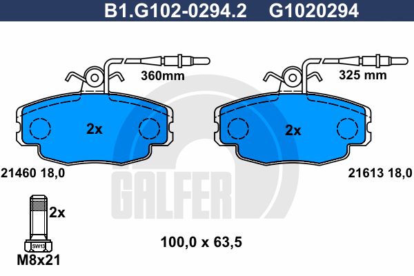 GALFER Комплект тормозных колодок, дисковый тормоз B1.G102-0294.2