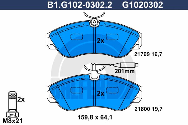 GALFER Комплект тормозных колодок, дисковый тормоз B1.G102-0302.2
