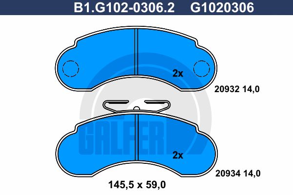 GALFER Комплект тормозных колодок, дисковый тормоз B1.G102-0306.2
