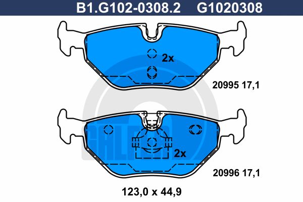 GALFER Комплект тормозных колодок, дисковый тормоз B1.G102-0308.2