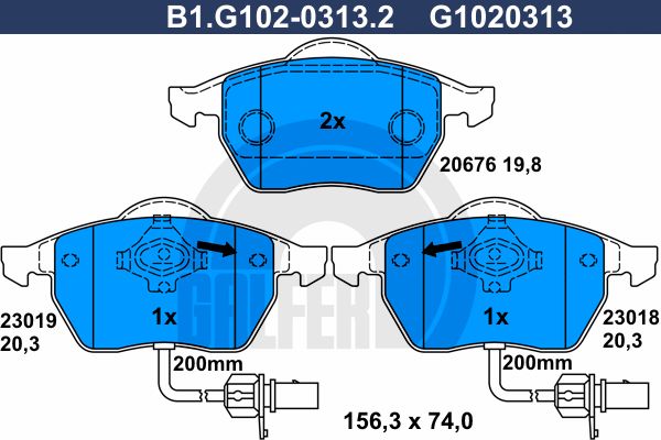 GALFER Комплект тормозных колодок, дисковый тормоз B1.G102-0313.2