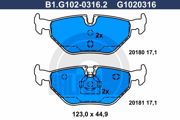 GALFER Piduriklotsi komplekt,ketaspidur B1.G102-0316.2