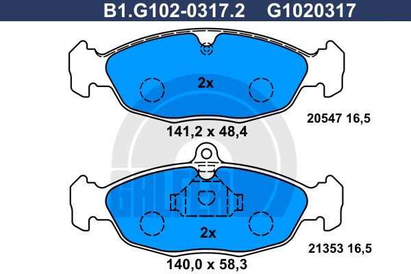 GALFER Комплект тормозных колодок, дисковый тормоз B1.G102-0317.2