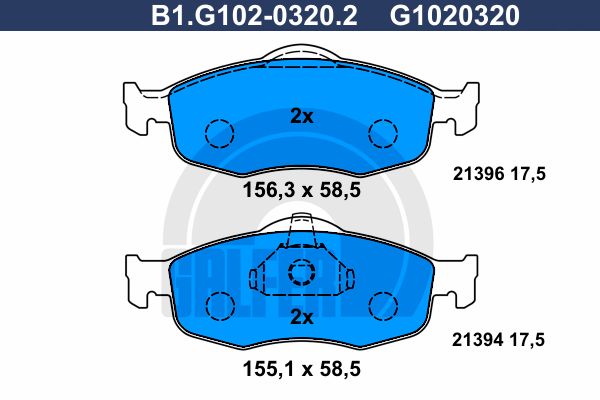 GALFER Комплект тормозных колодок, дисковый тормоз B1.G102-0320.2
