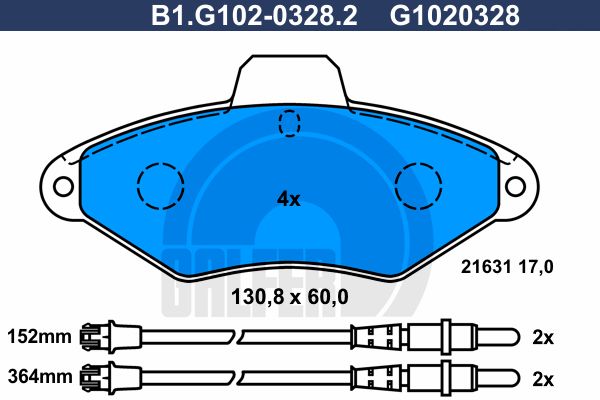 GALFER Комплект тормозных колодок, дисковый тормоз B1.G102-0328.2