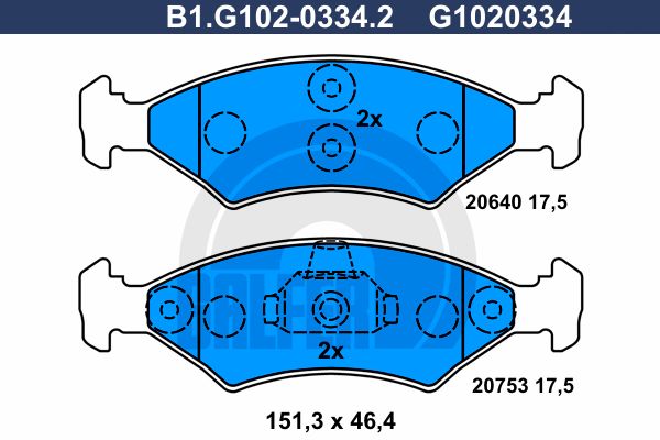 GALFER Комплект тормозных колодок, дисковый тормоз B1.G102-0334.2