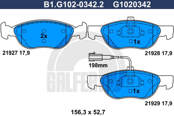 GALFER Комплект тормозных колодок, дисковый тормоз B1.G102-0342.2