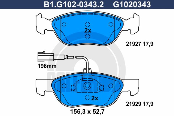 GALFER Комплект тормозных колодок, дисковый тормоз B1.G102-0343.2
