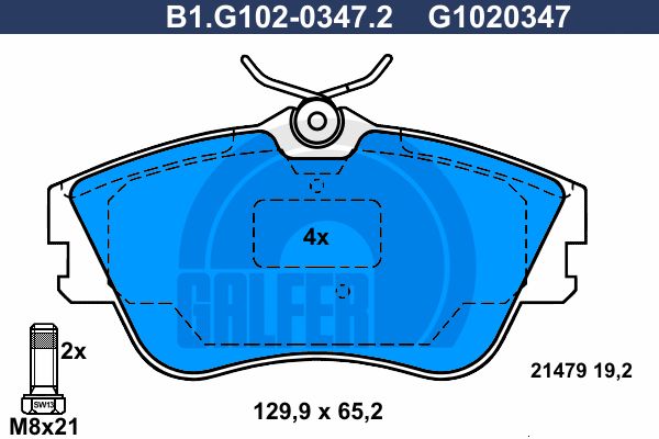 GALFER Piduriklotsi komplekt,ketaspidur B1.G102-0347.2