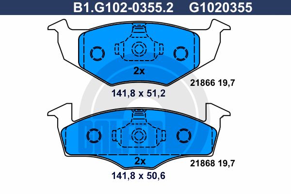 GALFER Piduriklotsi komplekt,ketaspidur B1.G102-0355.2