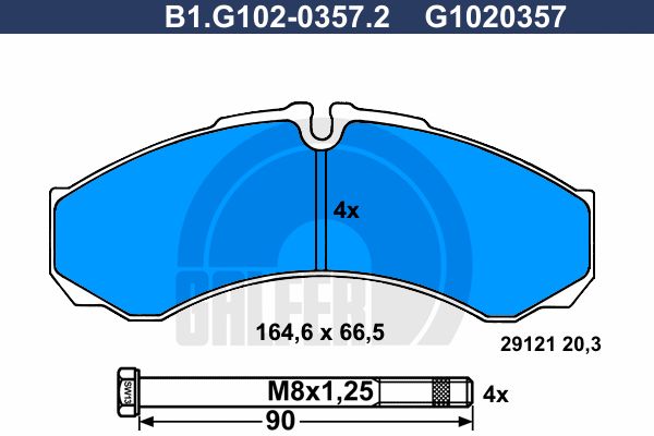 GALFER Piduriklotsi komplekt,ketaspidur B1.G102-0357.2