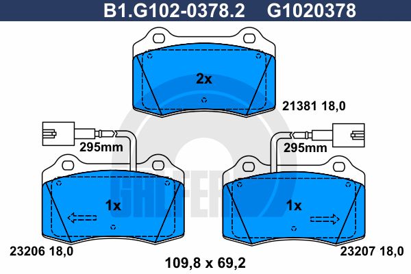 GALFER Piduriklotsi komplekt,ketaspidur B1.G102-0378.2