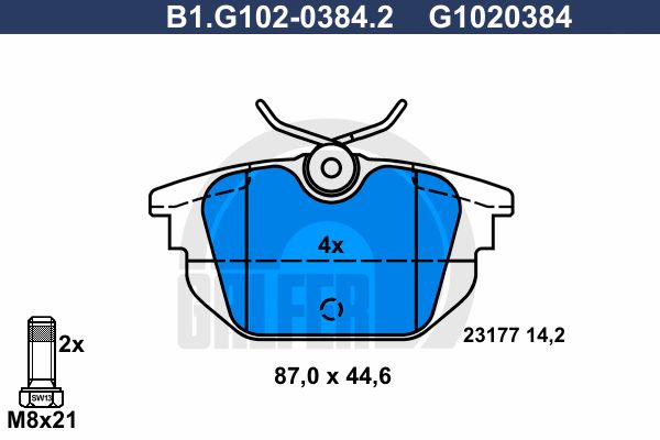 GALFER Комплект тормозных колодок, дисковый тормоз B1.G102-0384.2