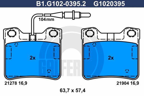 GALFER Piduriklotsi komplekt,ketaspidur B1.G102-0395.2