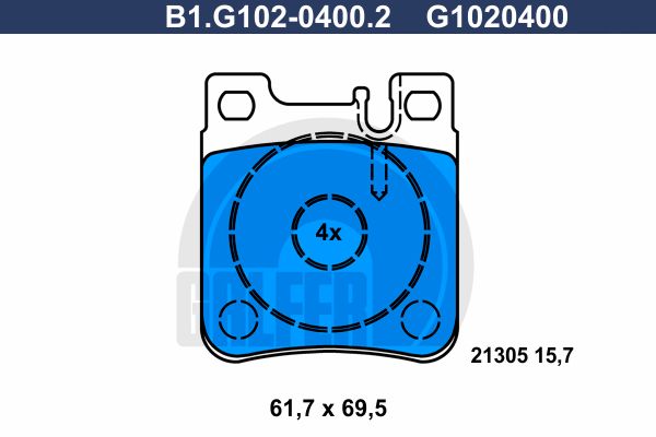 GALFER Piduriklotsi komplekt,ketaspidur B1.G102-0400.2