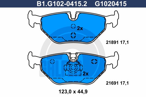 GALFER Комплект тормозных колодок, дисковый тормоз B1.G102-0415.2