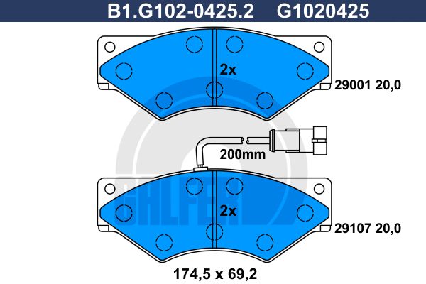 GALFER Комплект тормозных колодок, дисковый тормоз B1.G102-0425.2