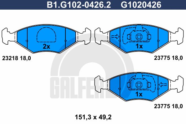 GALFER Комплект тормозных колодок, дисковый тормоз B1.G102-0426.2